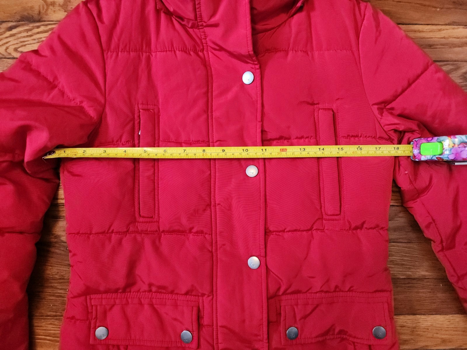 Tommy Hilfiger Red Puffer Jacket Women XS Pockets Snap & Zip Up