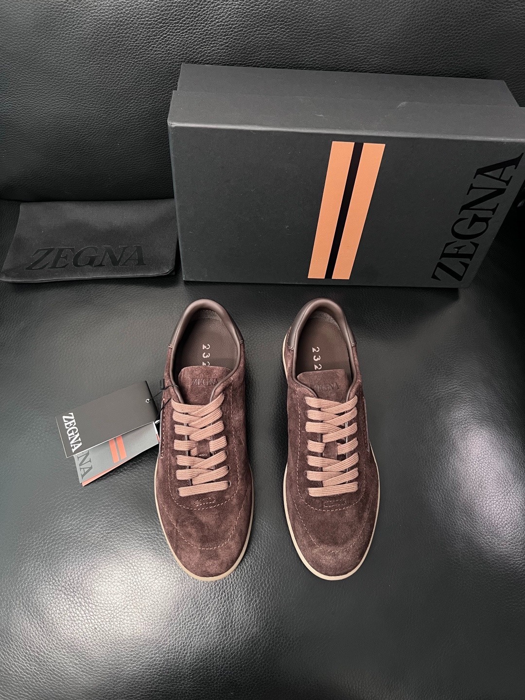 Zegna Oasi 232 Mens Suede Leather Casual Sneakers Dark Brown Size 38-45