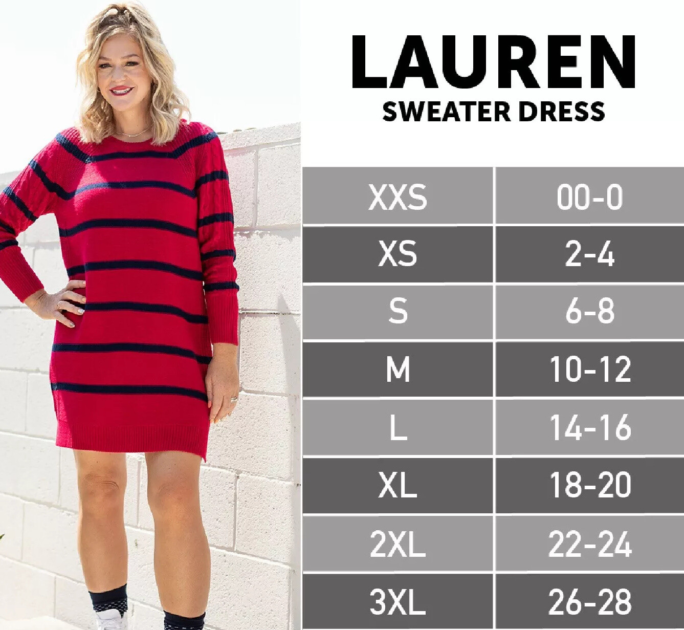 NWT White Black Gray Stripe LuLaRoe LAUREN SWEATER Dress Medium 10/12 8 New 🦄