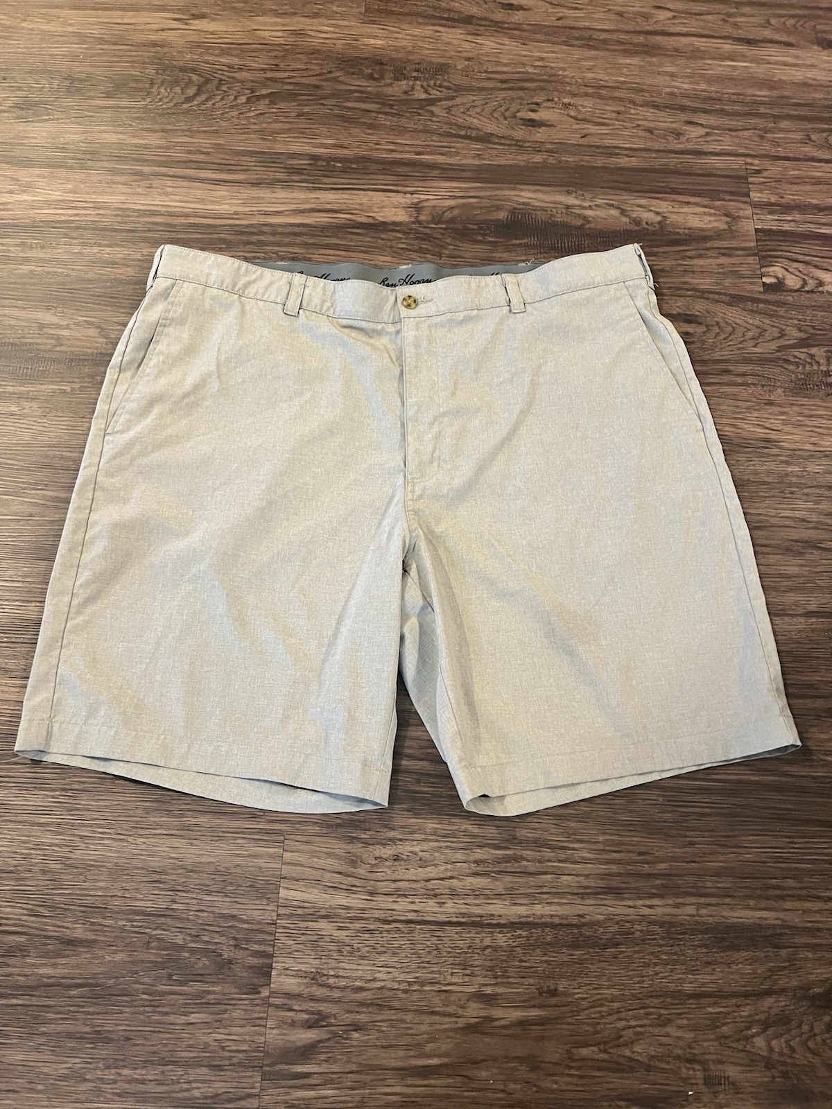 Ben Hogan Men’s Beige Polyester Elastane Chino Shorts Flat Front