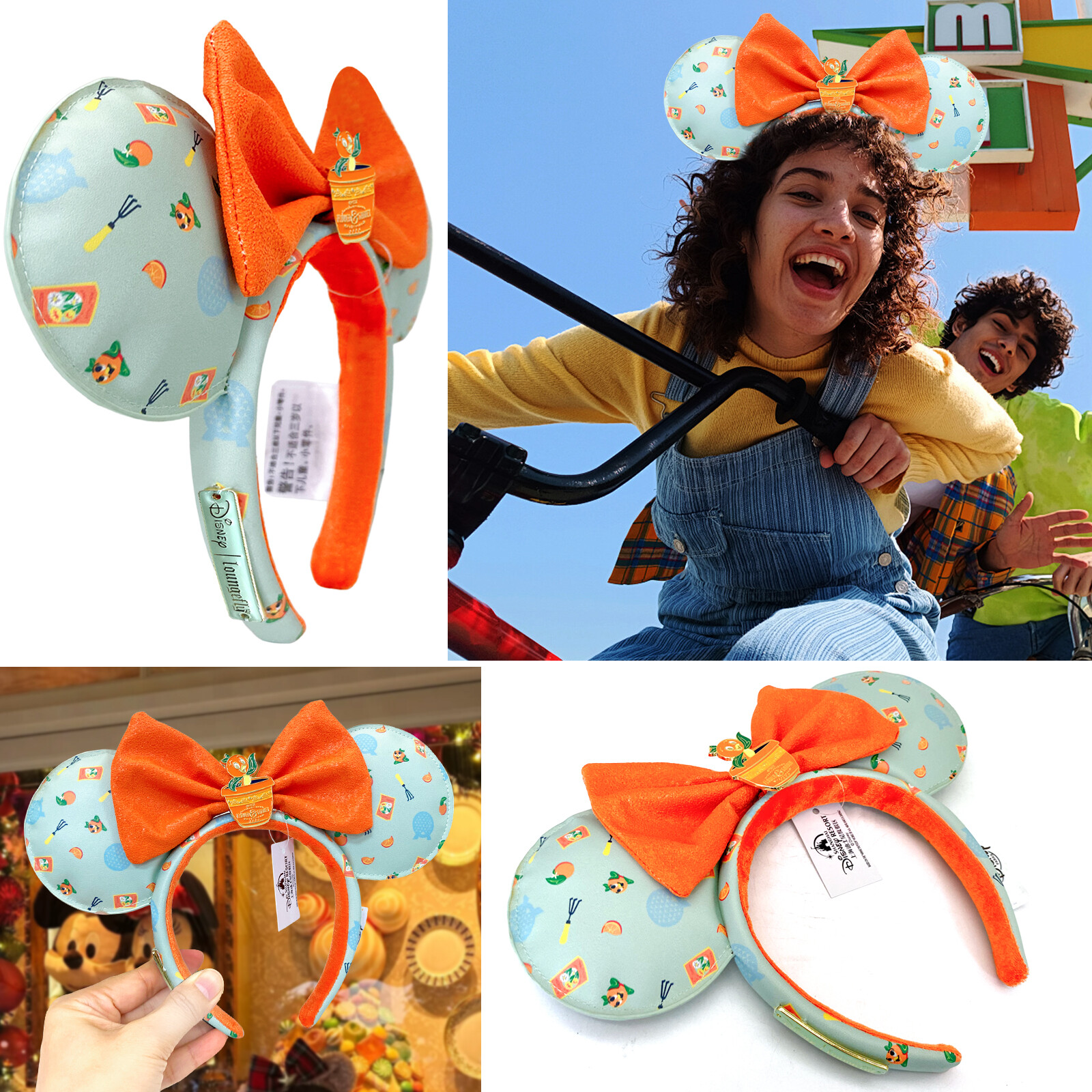 Disney~Flower&Garden Orange Bird Ears+Epcot Flower Garden Orange Bird Minnie Ear