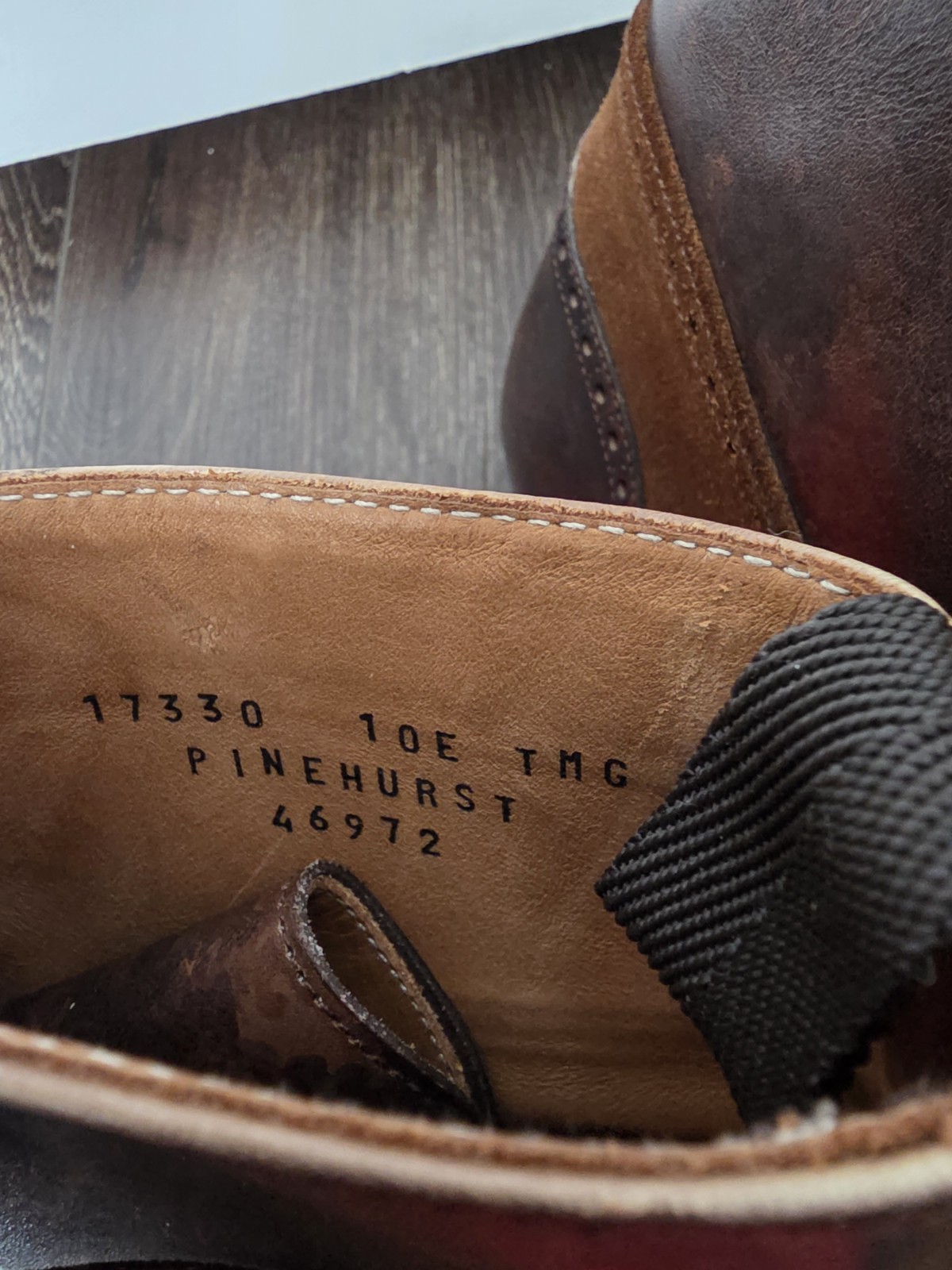 J.FitzPatrick Pinehurst Boots UK 10.5 E,US 11.5-12 Marble Patina Goodyear Welted