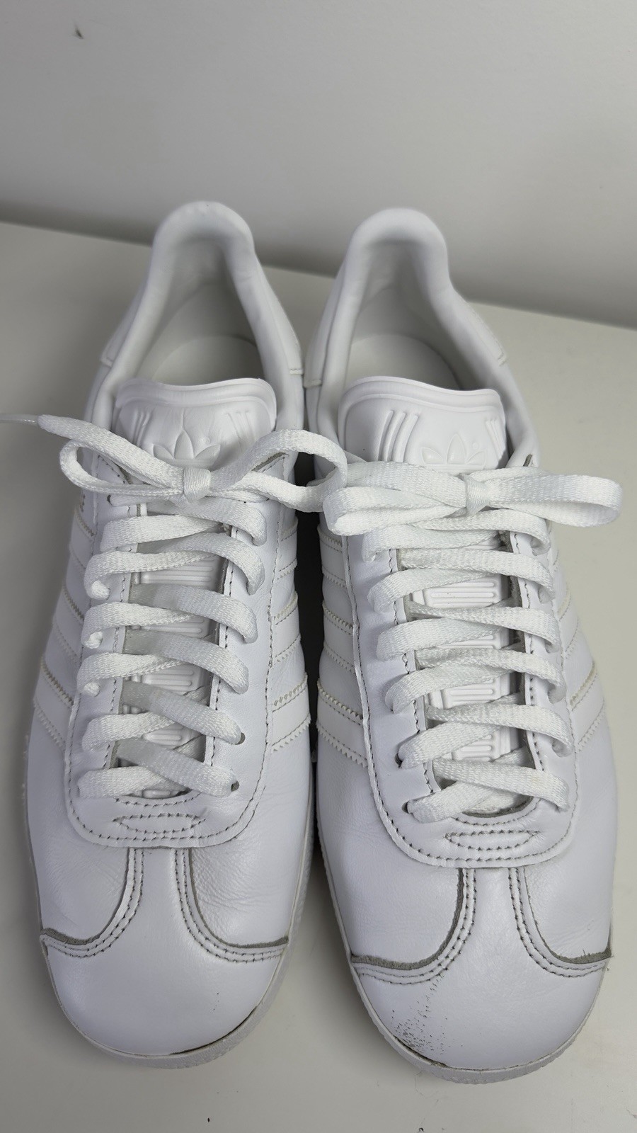 Adidas Gazelle White Leather Sneakers – Size US 8.5 / EU 42