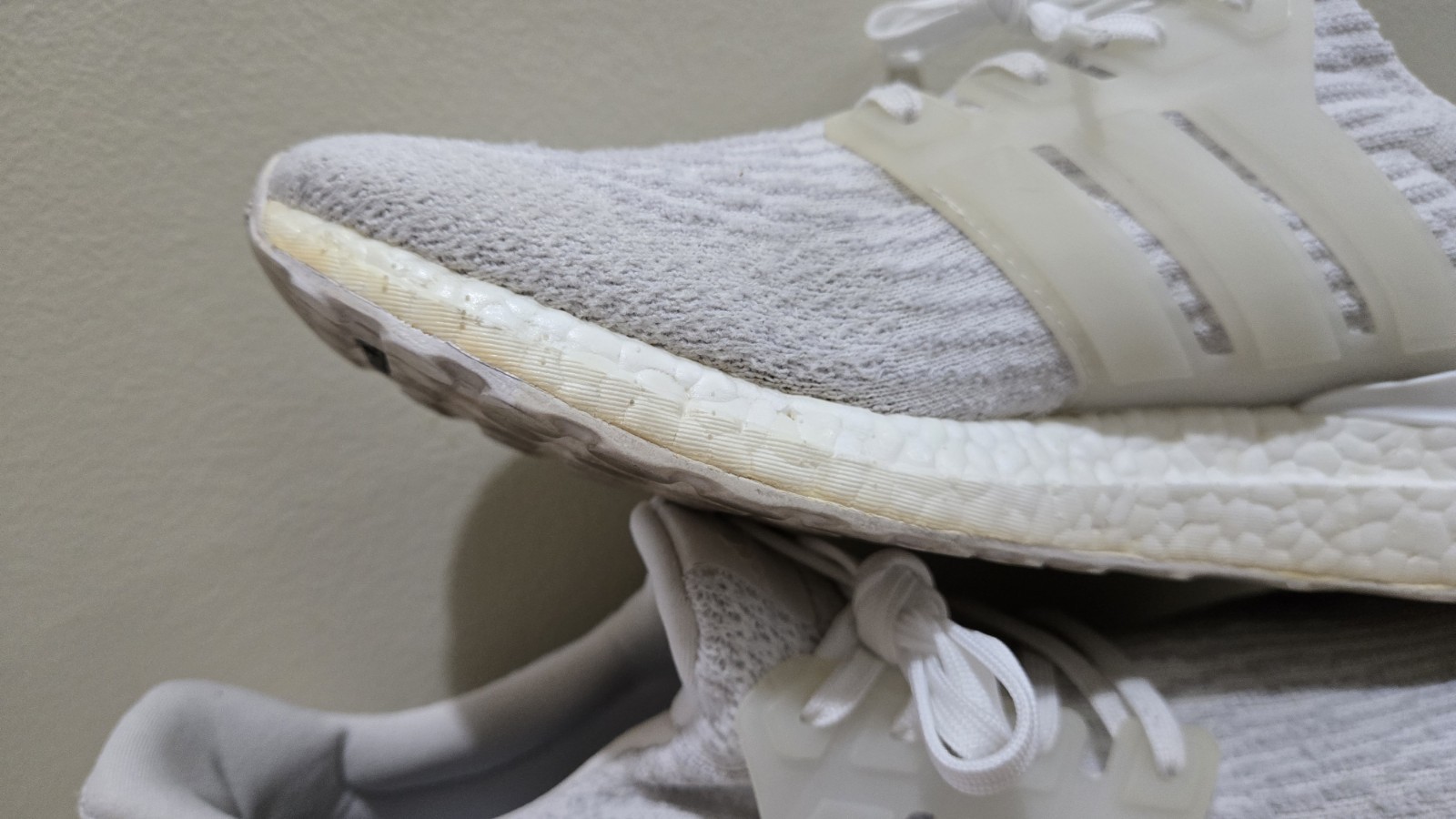 ADIDAS ULTRA BOOST 3.0 2017 TRIPLE WHITE GREY RUNNING SHOES MENS SZ 10.5 NICE!