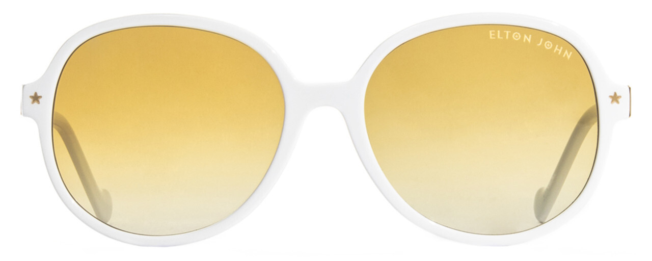 Elton John DODGERS 1975 Unisex Designer Sunglass White/Amber Brown Gradient 59mm