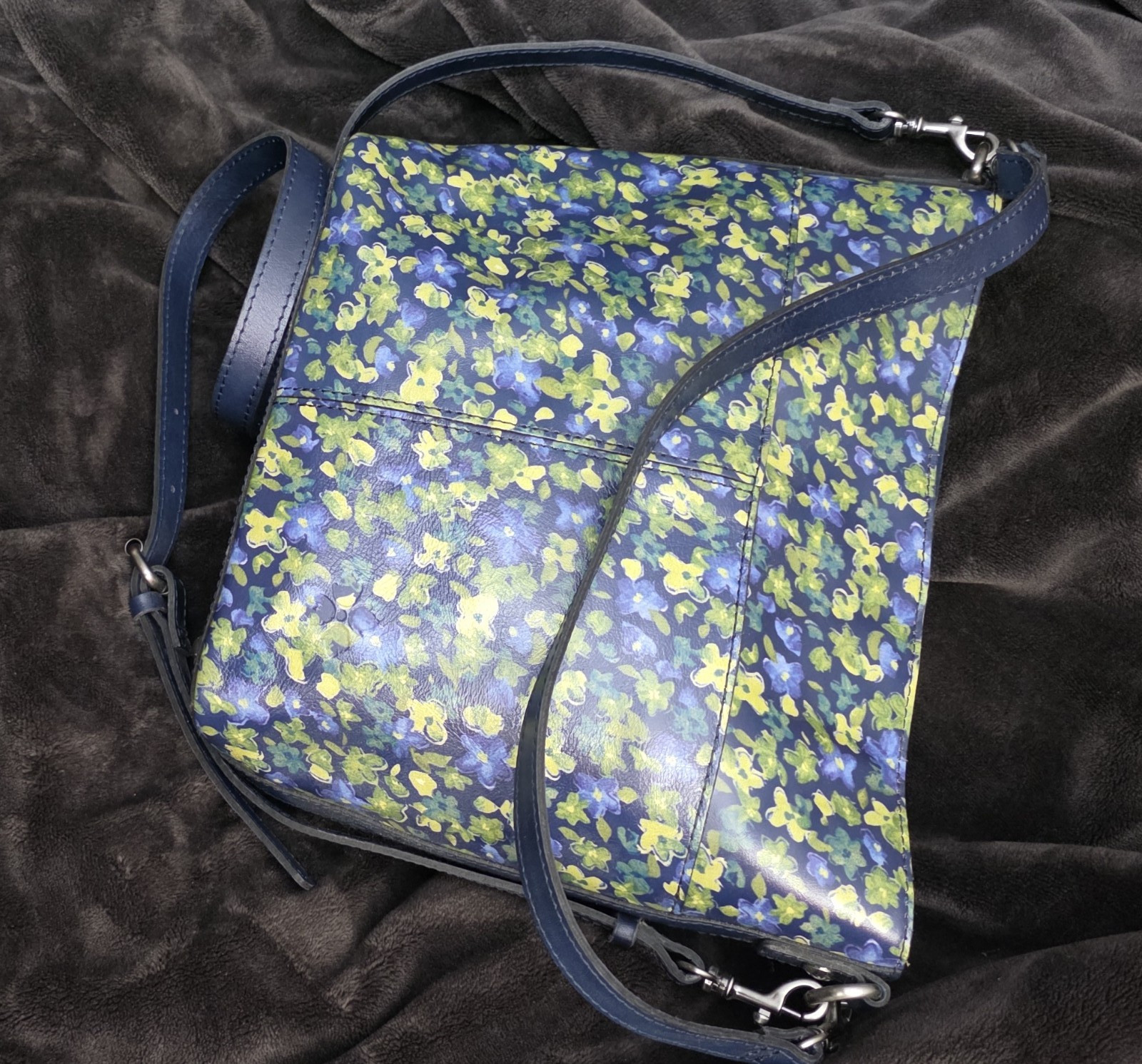 Patricia Nash Blue/Green Floral Crossbody Shoulder Bag Magnetic, Detachable