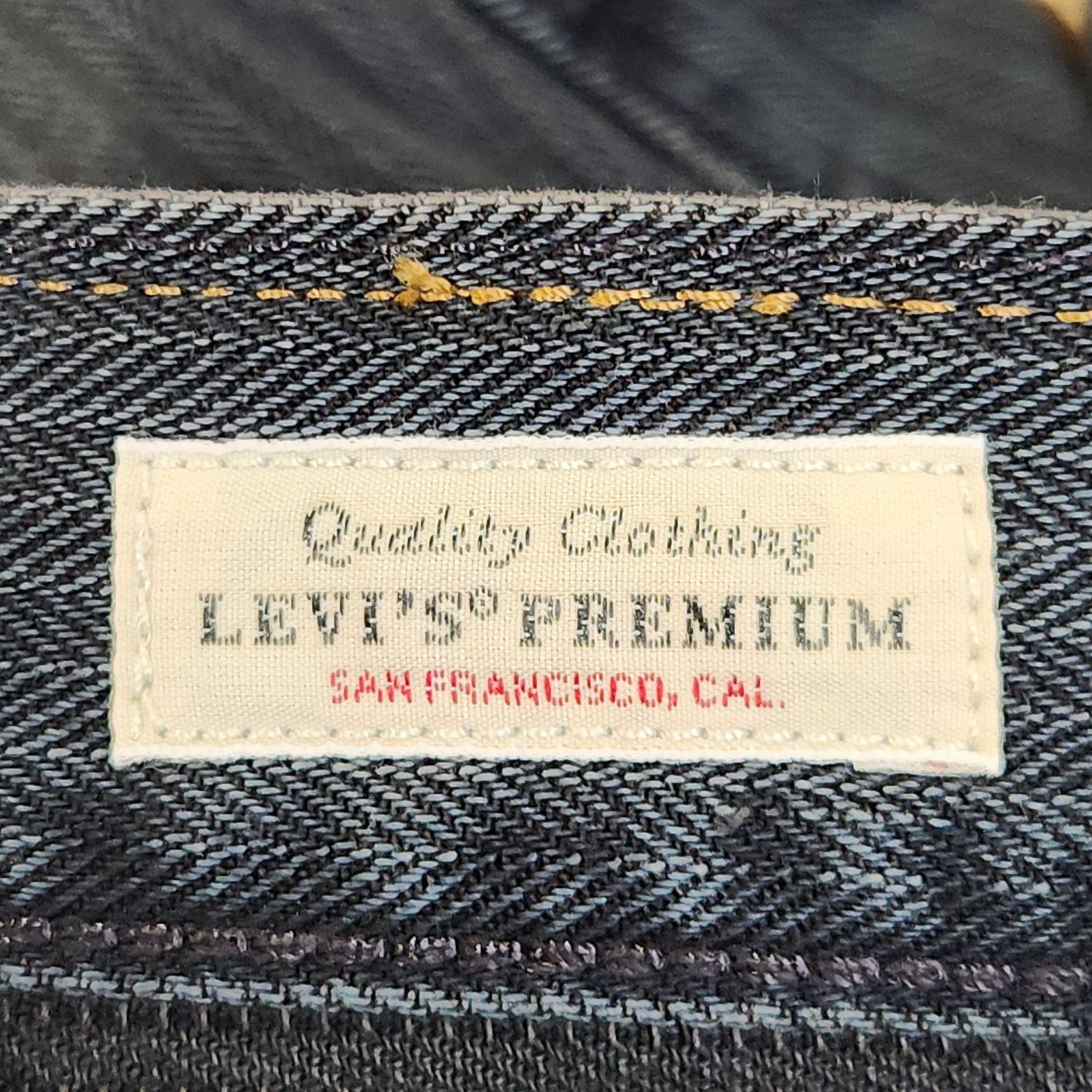 Levis Premium 568 Jeans Mens 34×30 Black Gray Herringbone Loose Straight Denim