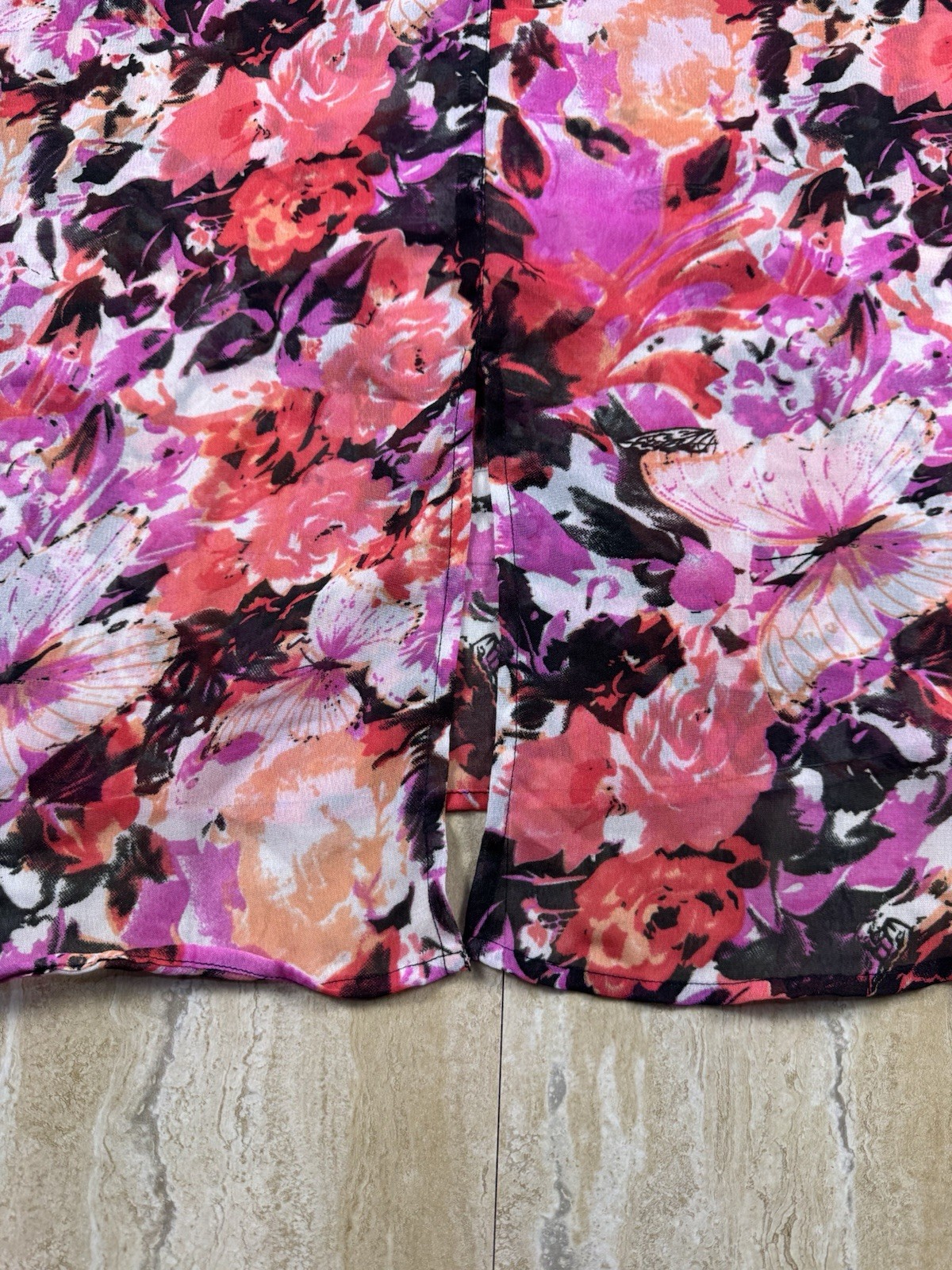 Apollo 3X Tank Top Womens Plus Multicolor Floral Butterfly High Low Sheer Blouse