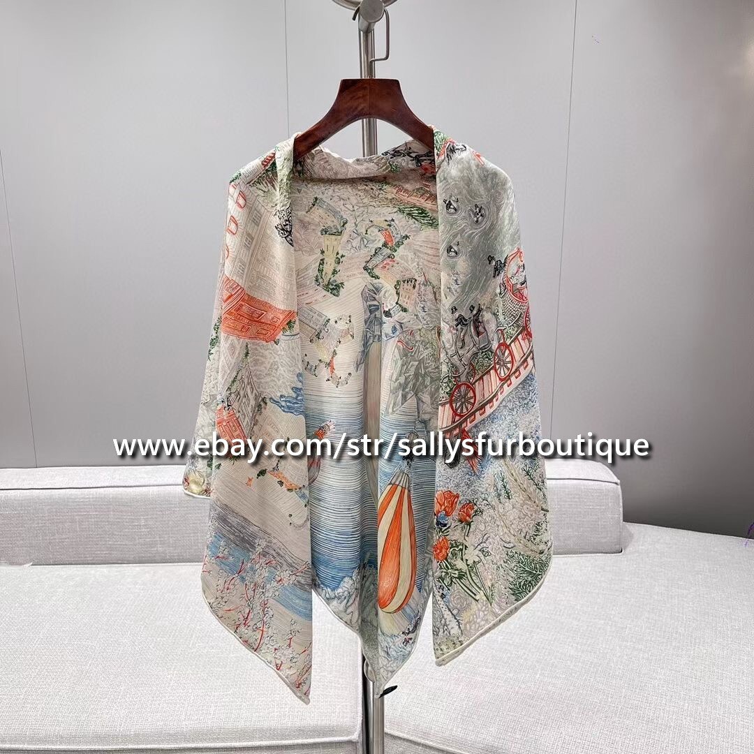 Boutique 80% Cashmere 20% Silk Wrap Scarf Rainbow Print Square Shawl 53″