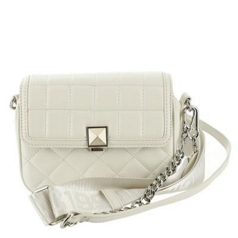 Steve Madden BCarla Crossbody Bag Quilted Chalk White Silver