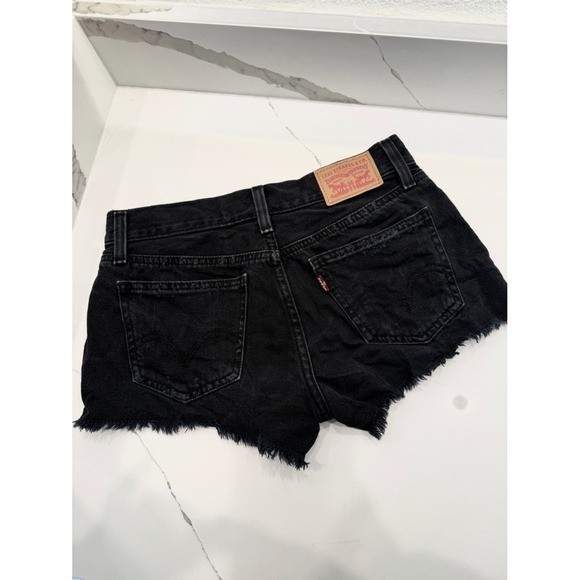 Levi’s Black Distressed Denim Shorts