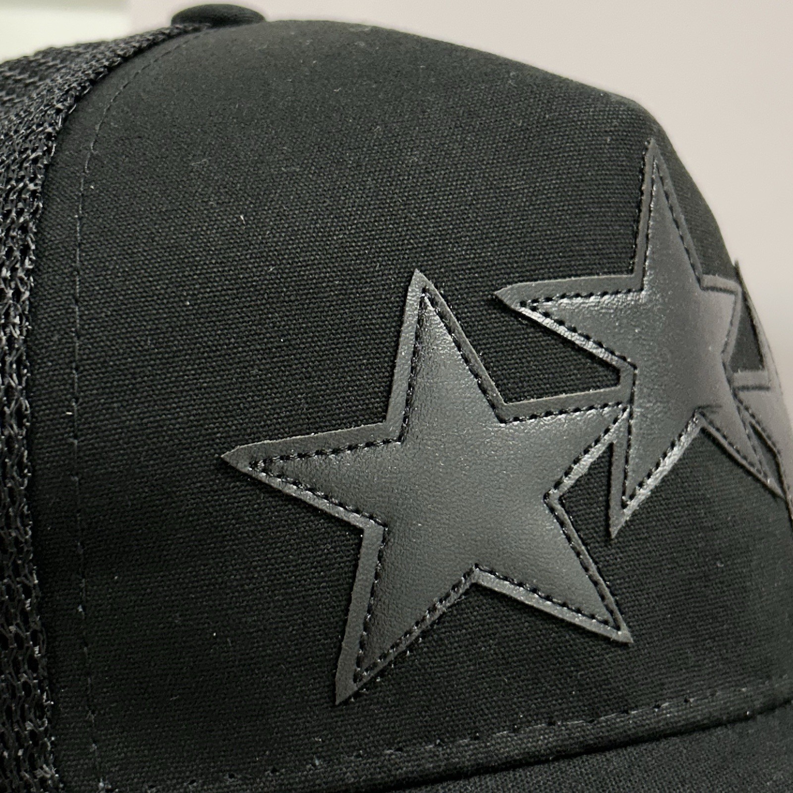 Amiri Trucker Hat 3 Star Double Black Mesh Cap Snapback Curved Brim Adjustable
