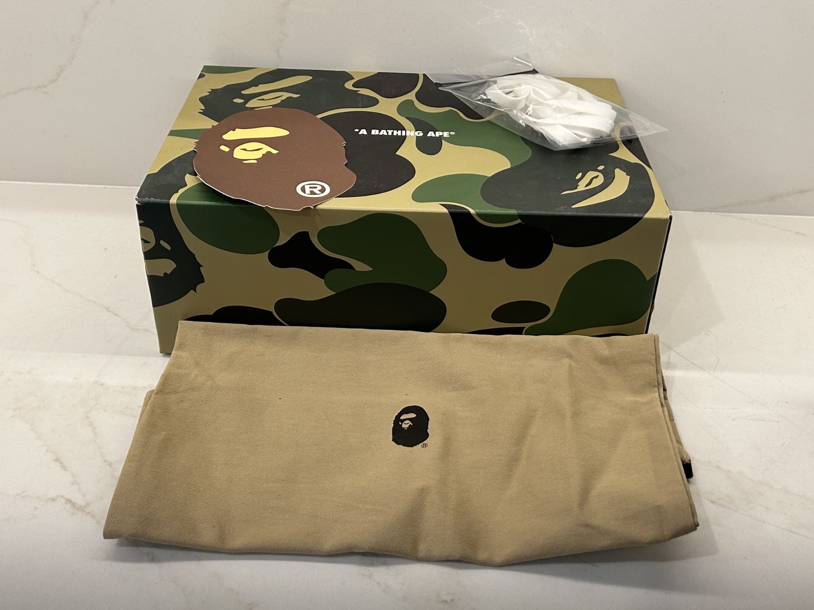 A Bathing Ape BAPE Size 8 BOX ONLY With Dust Bag & Accessories – Free Shipping