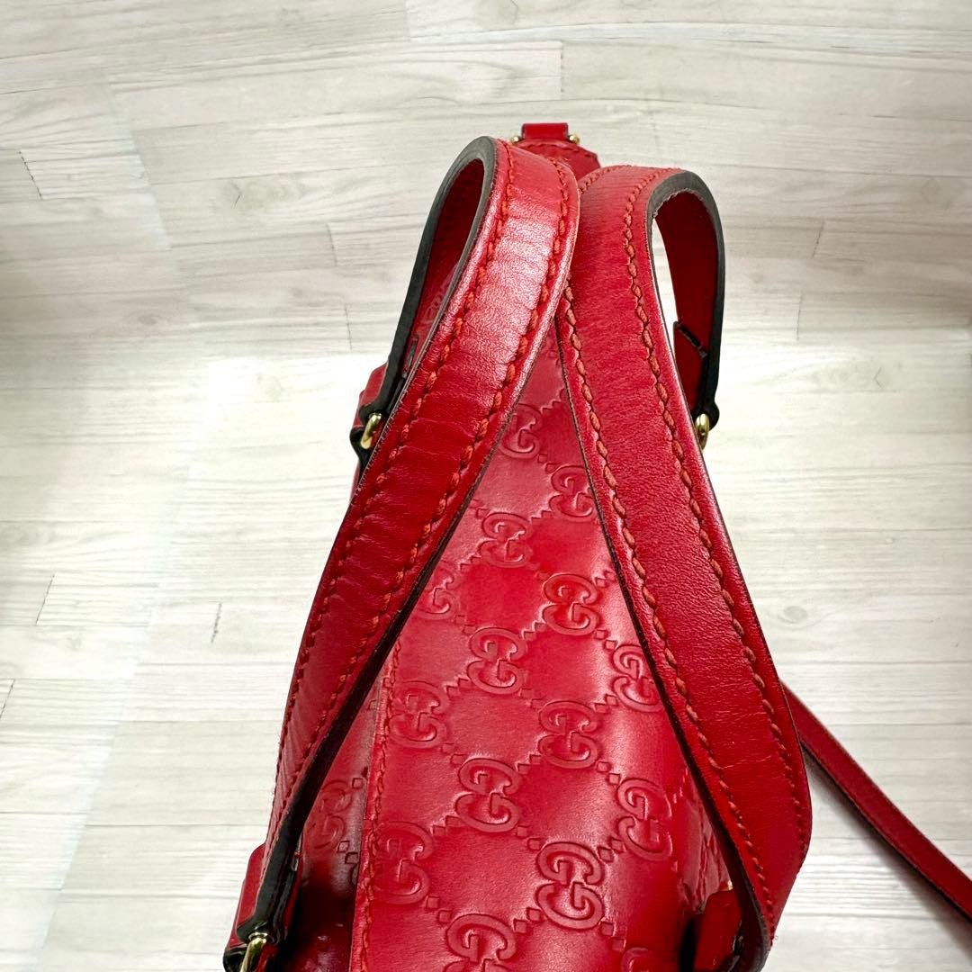 GUCCI Shoulder Bag Guccissima Red Leather Size: W11.4xH9.8 in. Strap: 43.3″