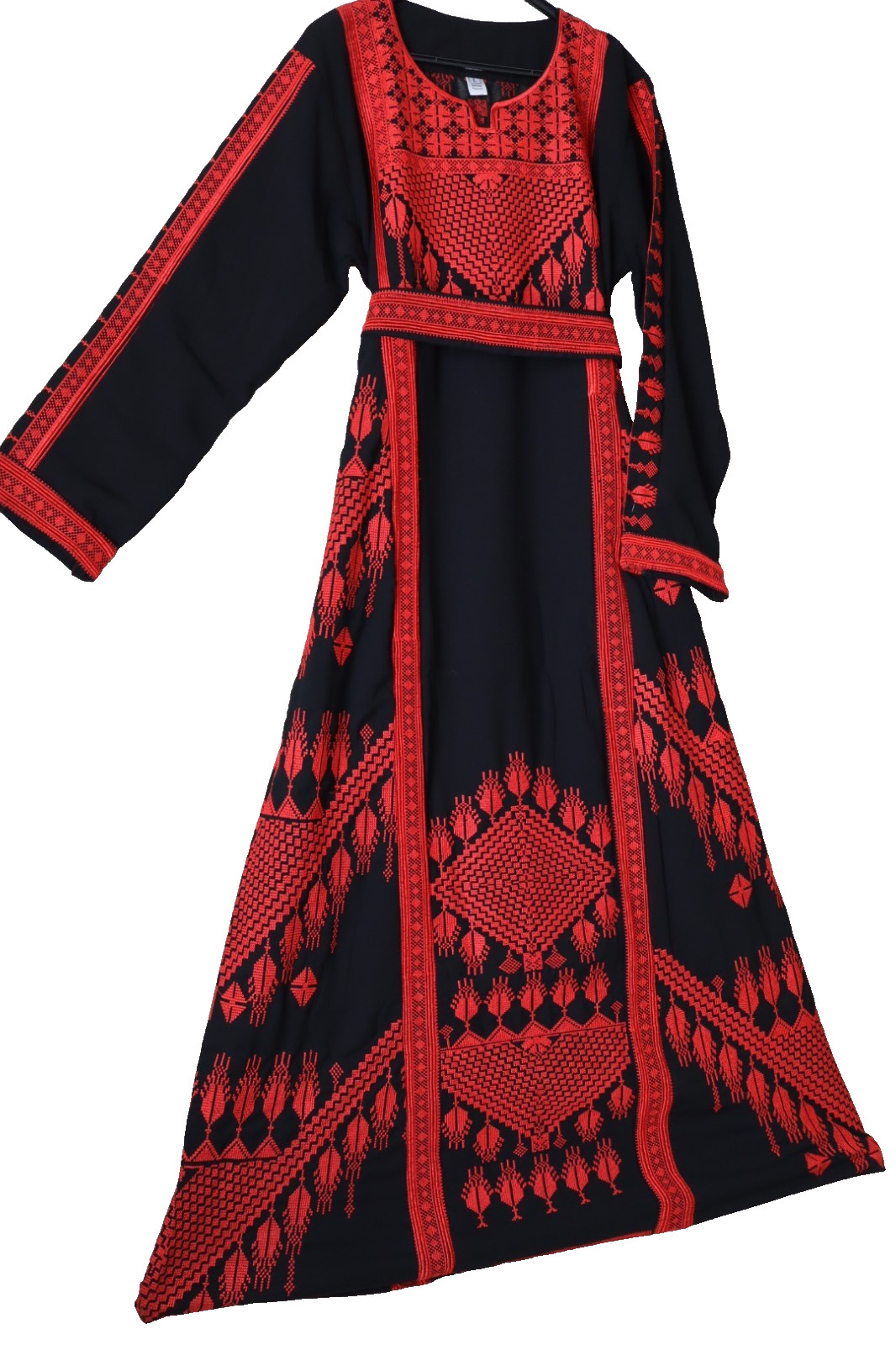Traditional Palestinian / Jordanian Embroidered Thobe Kaftan Dress Black -NOUR