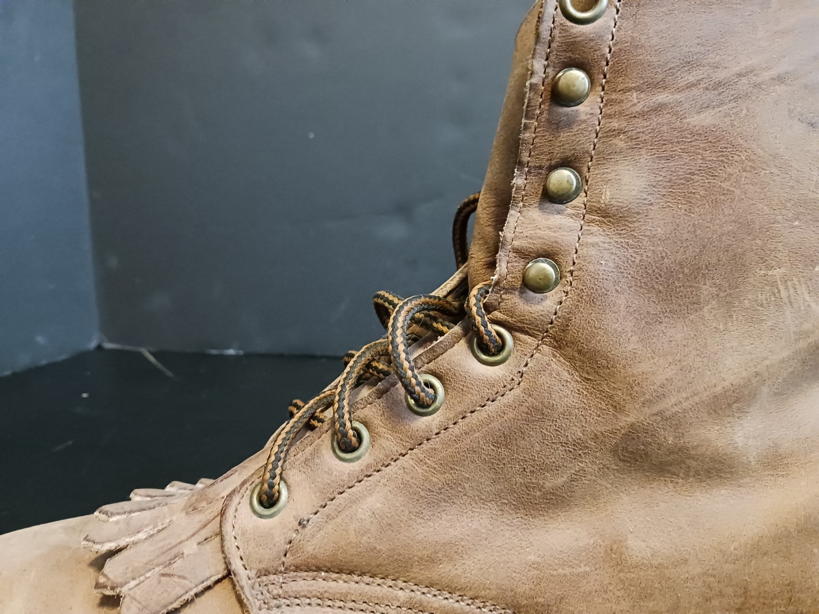 Laredo Vintage Roper Boots Womens 11 M Brown Leather Lace Up Kiltie Made in USA