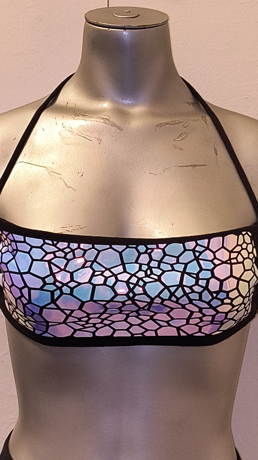 Glow in the Dark Iridescent Holographic Rave Club Erotic Dance Competition Top