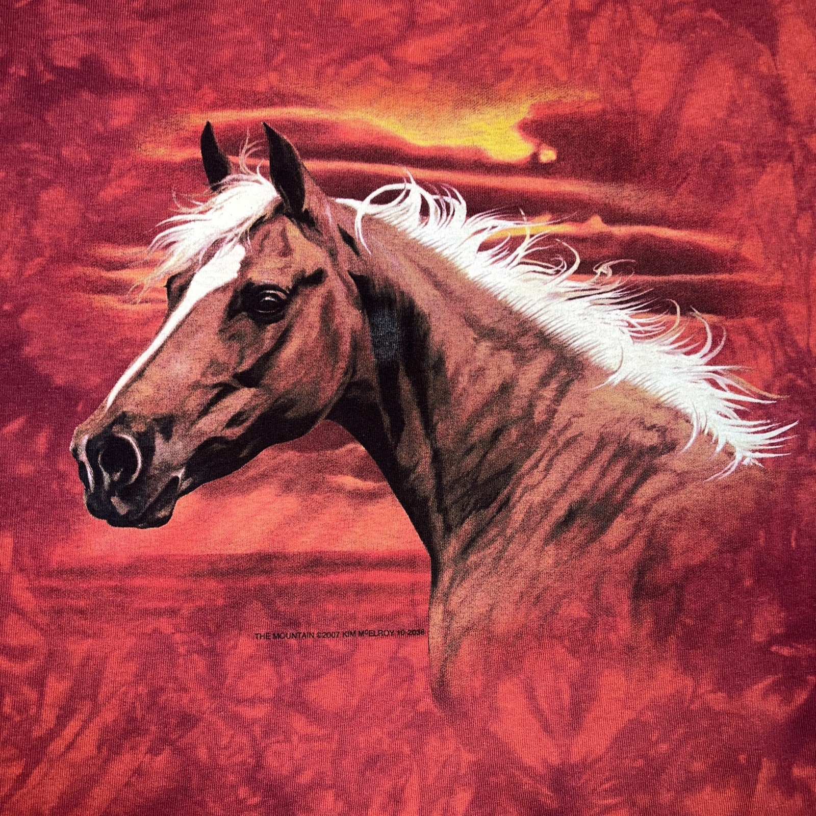 The Mountain Horse T Shirt Mens Sz XL Red Tie Dye Pinegrove Kim McElroy 2007 Tee