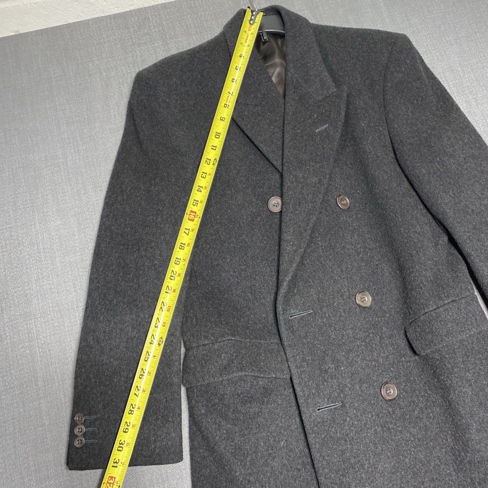 EVAN PICONE Double Breasted Full Length WOOL Blend Men’s Coat w/ SATIN Liner