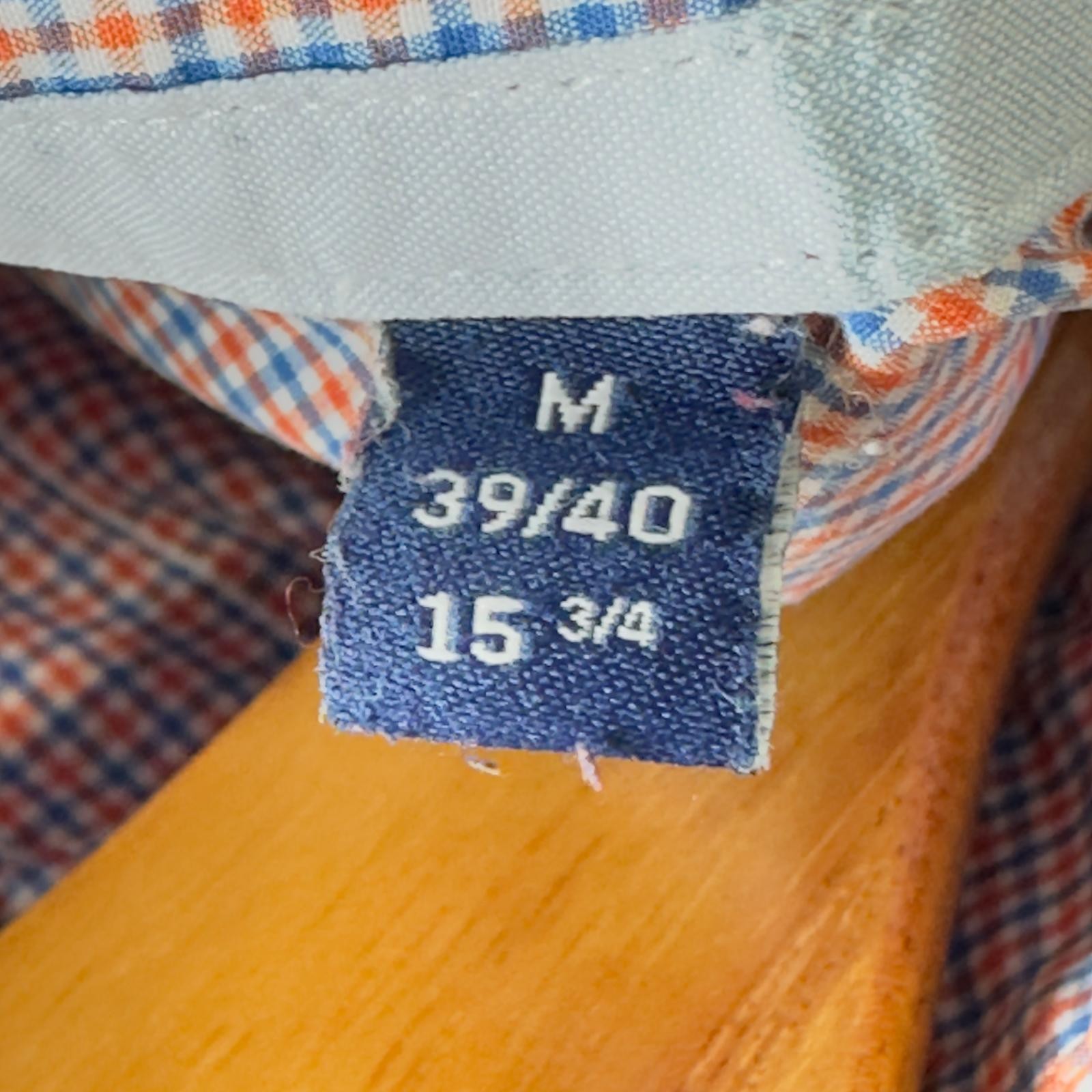GANT Broadcloth Shirt Mens Medium Orange Check Regular Fit Preppy Smart Casual