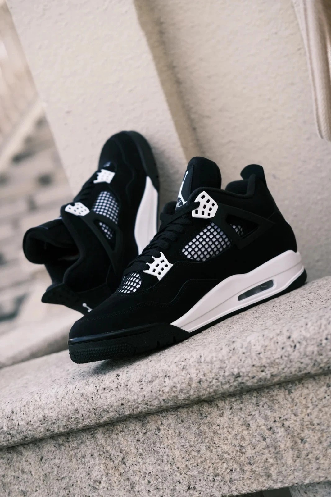 Men’s 🚀 FQ8138-001 Air Jordan 4 Retro White Black Shoes US Size