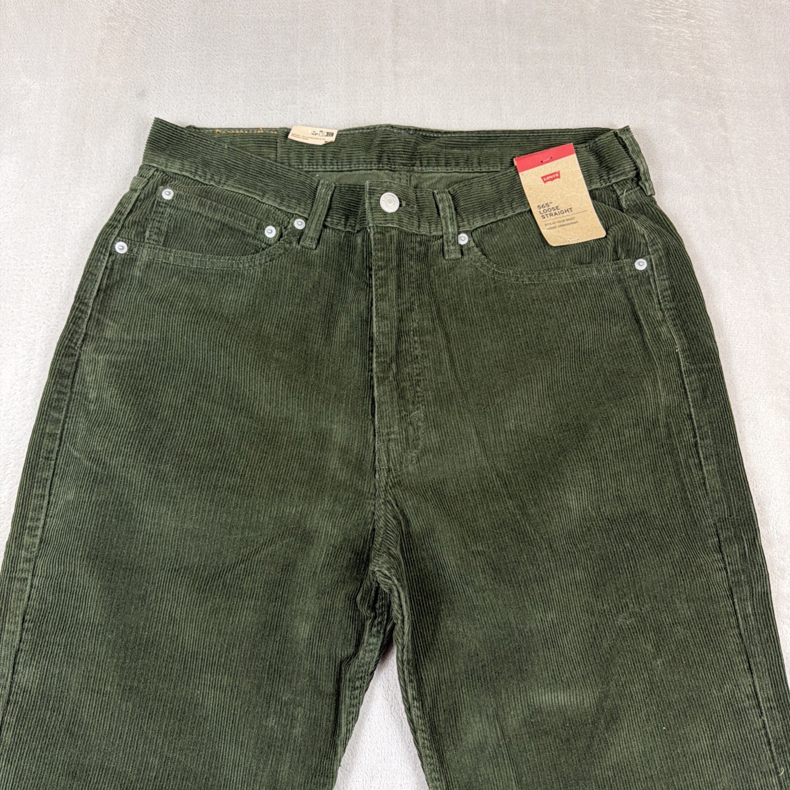 Levi’s 565 Loose Straight Corduroy Jeans Men’s Size 34×32 Olive Green Y2k Cotton