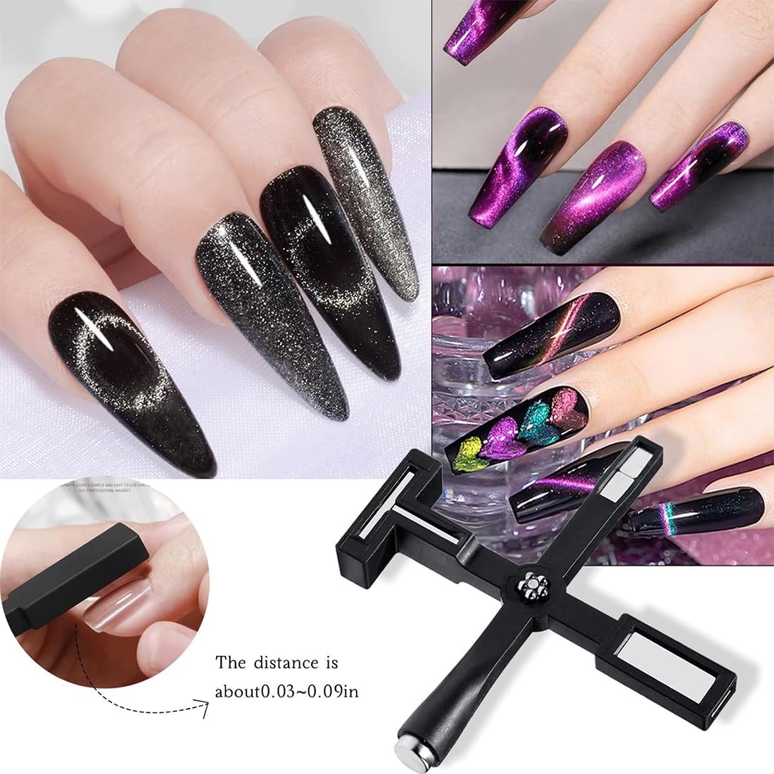 Nail Polish Magnet, Cat Eye Magnet 5in1, Magnetic Nail Art, Nail Magnet Tool, N…