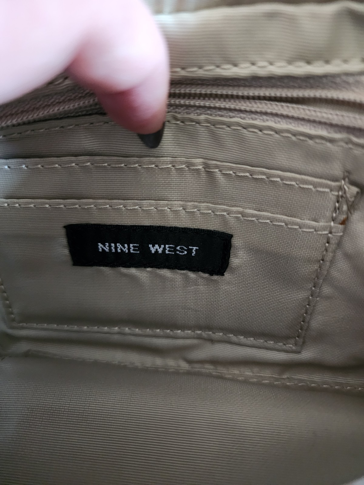 Nine West White Shoulder Bag Zip & Buckle, Silver Hardware, Adjustable Strap