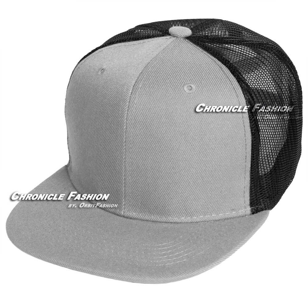 Trucker Hat Mesh Baseball Cap Snapback Adjustable Plain Solid Hip Hop Flat Men