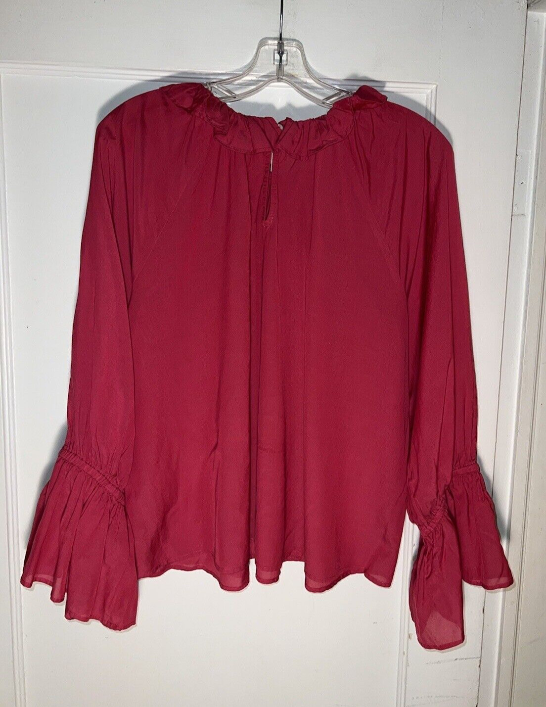 Mille Resort & Travel Pink Blouse Ruffle Balloon Sleeve Pink Size M. d403