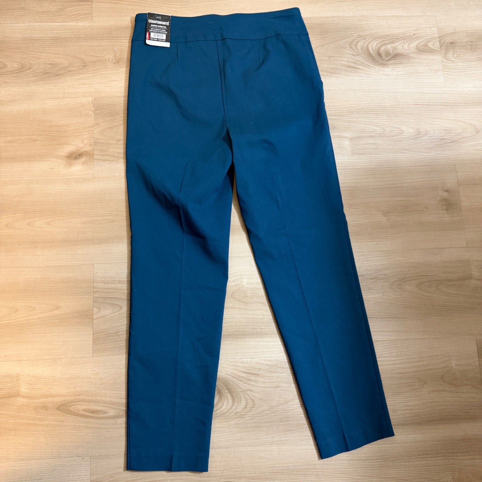 Counterparts Slim Leg Pants Womens S Teal Super Stretch Mid Rise Sailor NEW