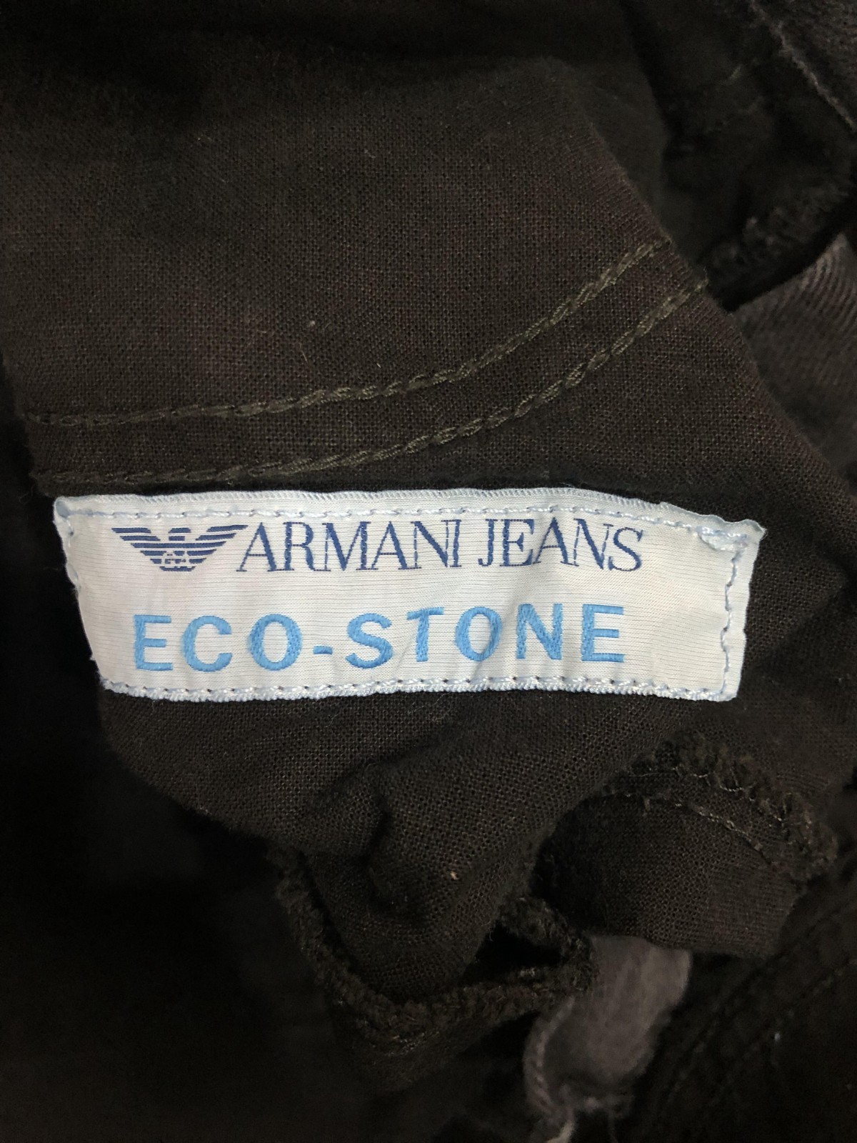 Armani Jeans Men 29×27 (Tag 31) Vintage Eco Stone Tapered Black Distressed *Flaw