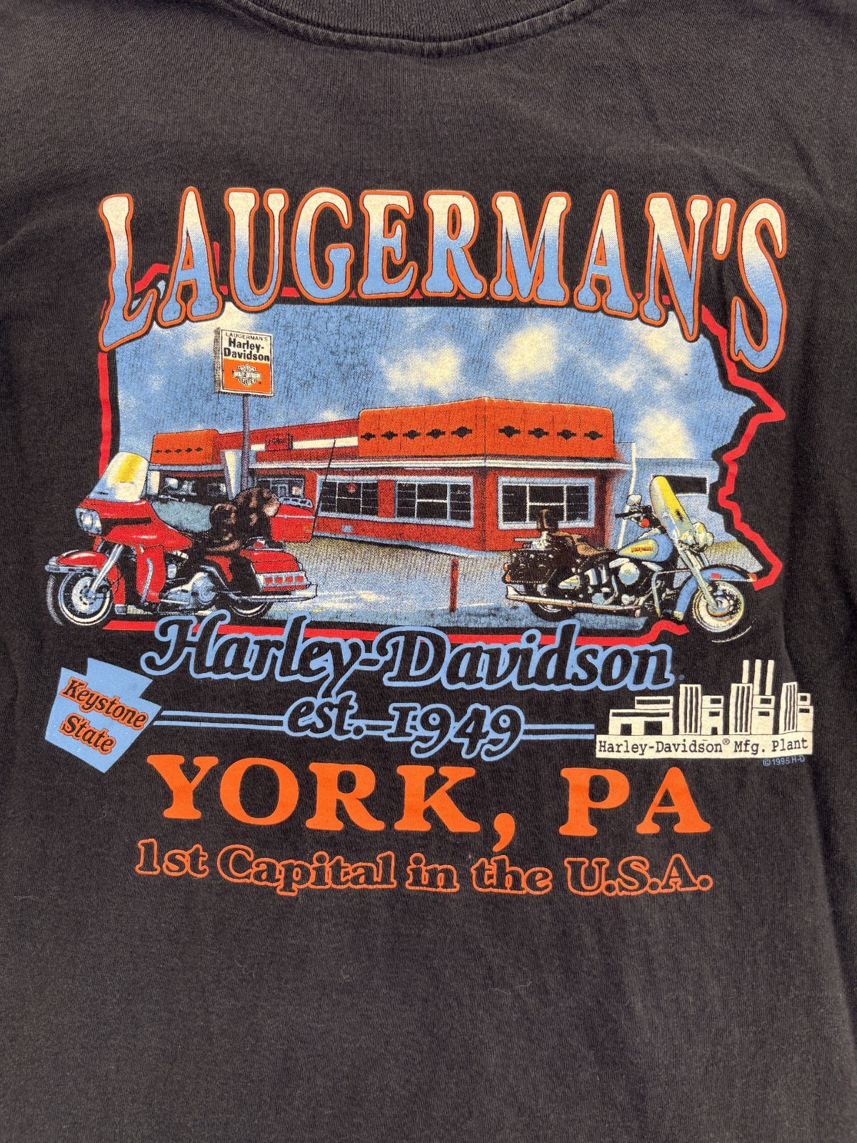 Vintage 90s York, Penna Harley Davidson Shirt Single Stitch Motorcycle Biker Tee
