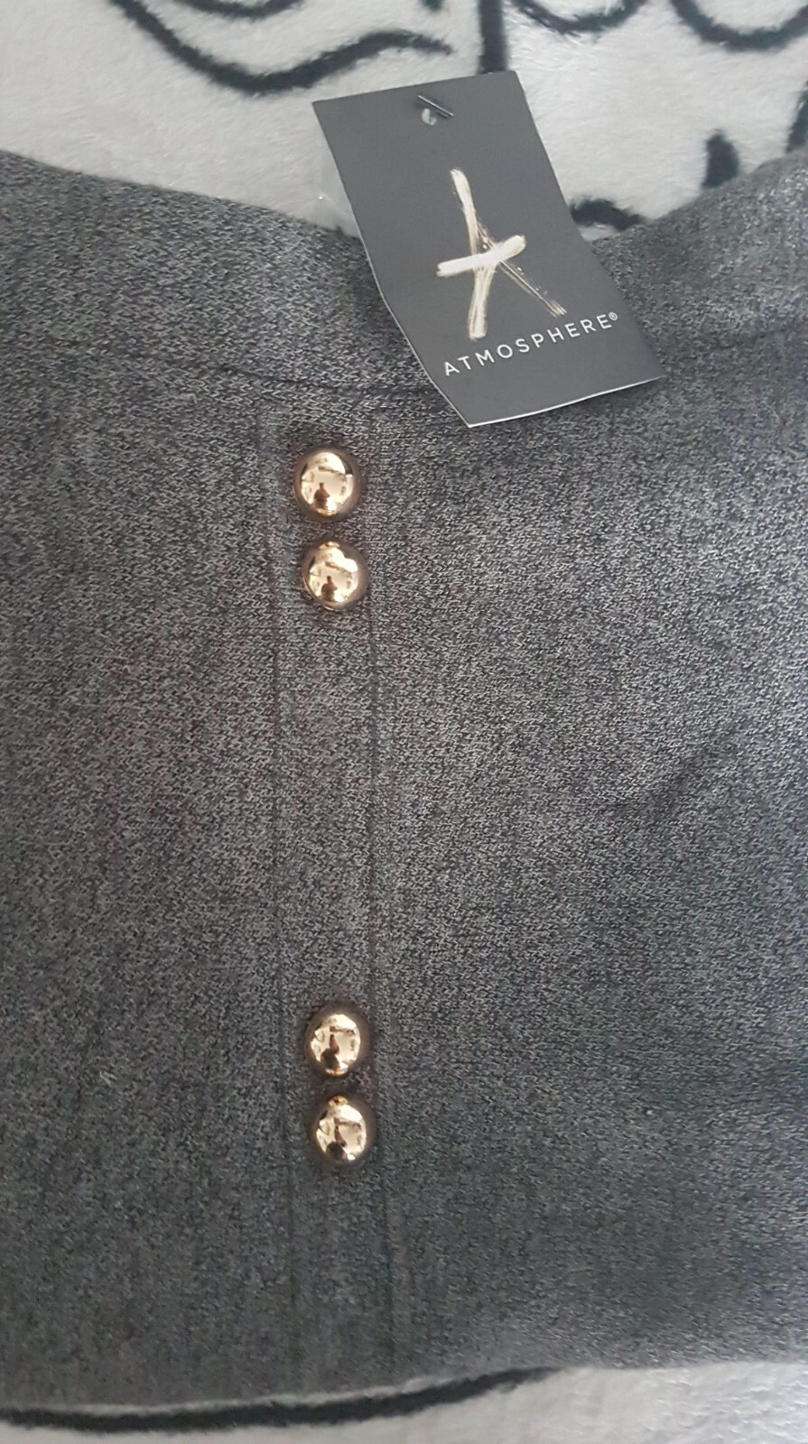 BNWT GREY ATMOSPHERE PRIMARK SKIRT WITH GOLD BUTTONS SIZE 12UK STRETCH WARM TAG