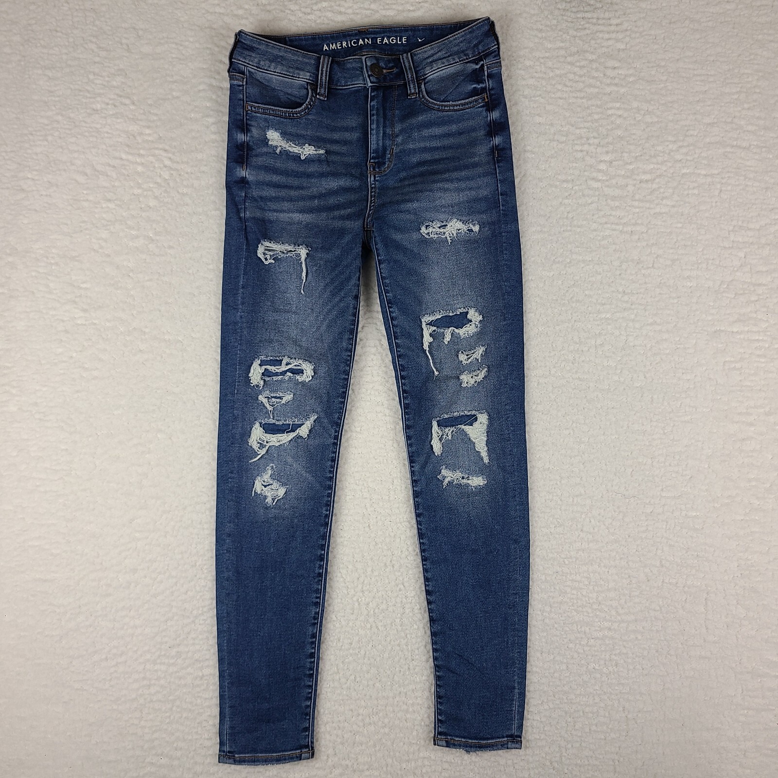 American Eagle Jeans Womens 4 Hi Rise Jegging Next Level Stretch Distress