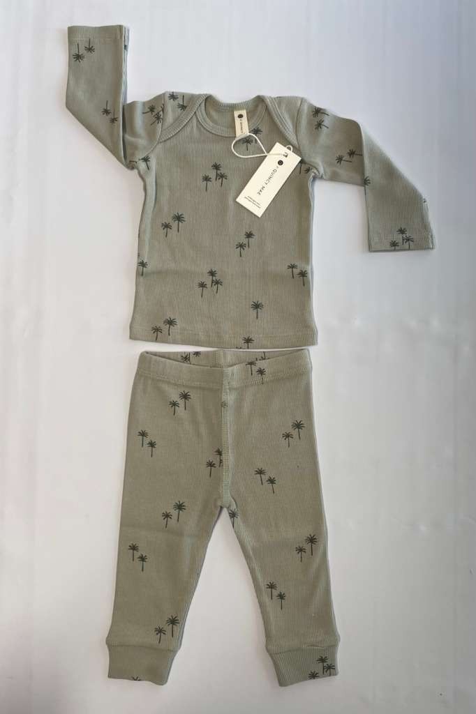 Q by Quincy Mae Baby 2pc Ribbed Palms Top & Bottom Set – Sage – Pick Size