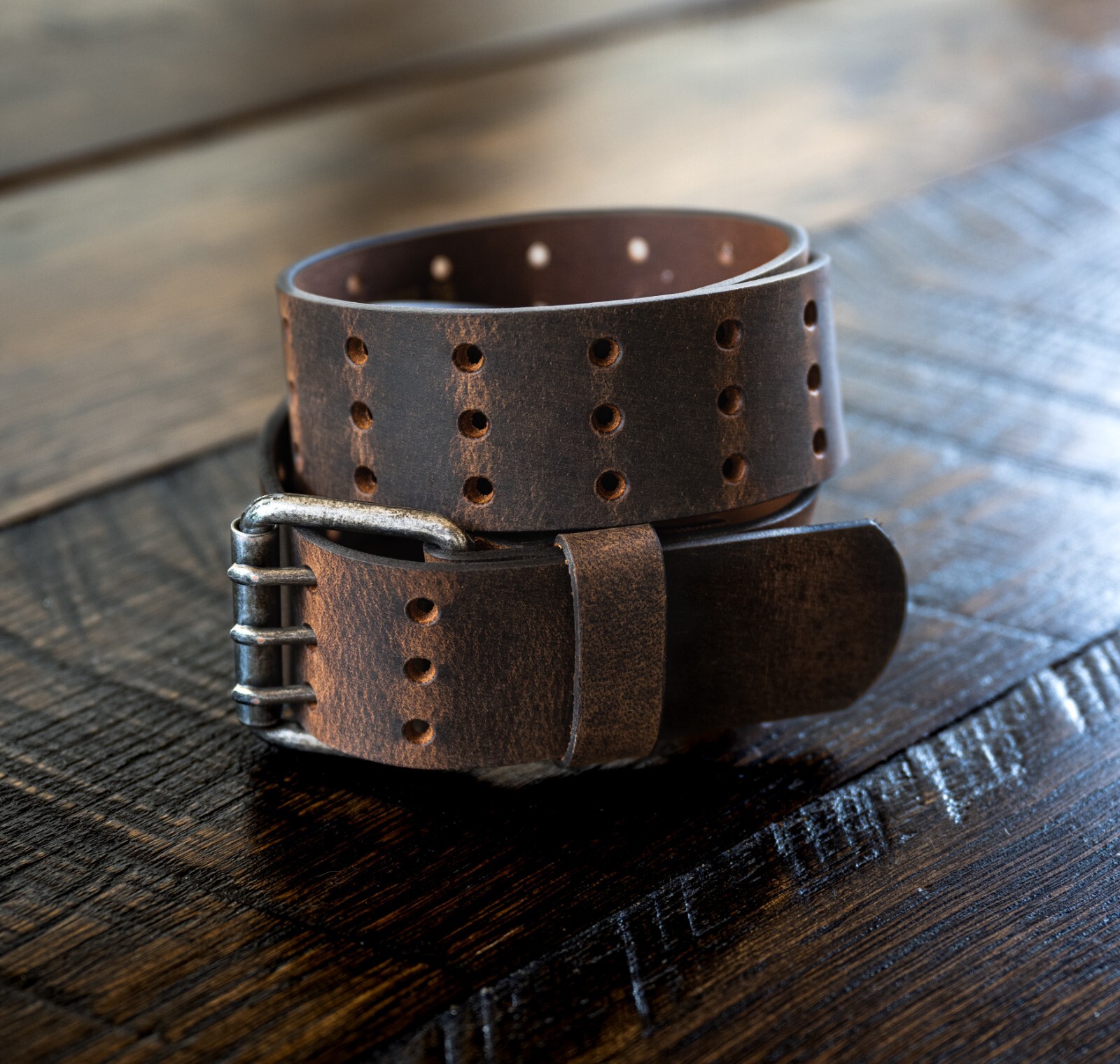 Mens Full Grain Triple Prong Three Hole HEAVY Thick Solid Leather Belt USA MADE