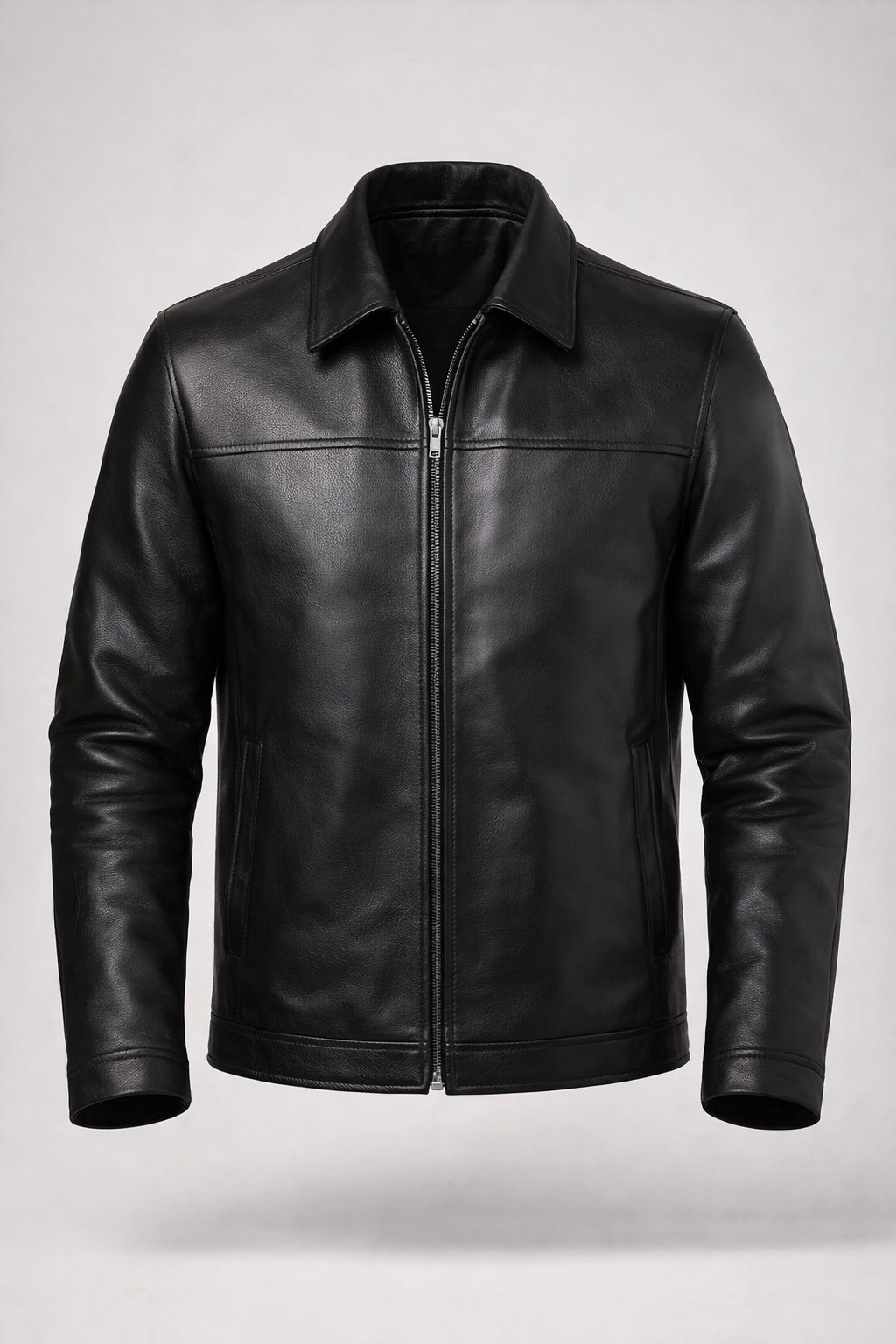 Men’s Black Genuine Cafe Racer Leather Jacket – Slim fit Biker Style Coat