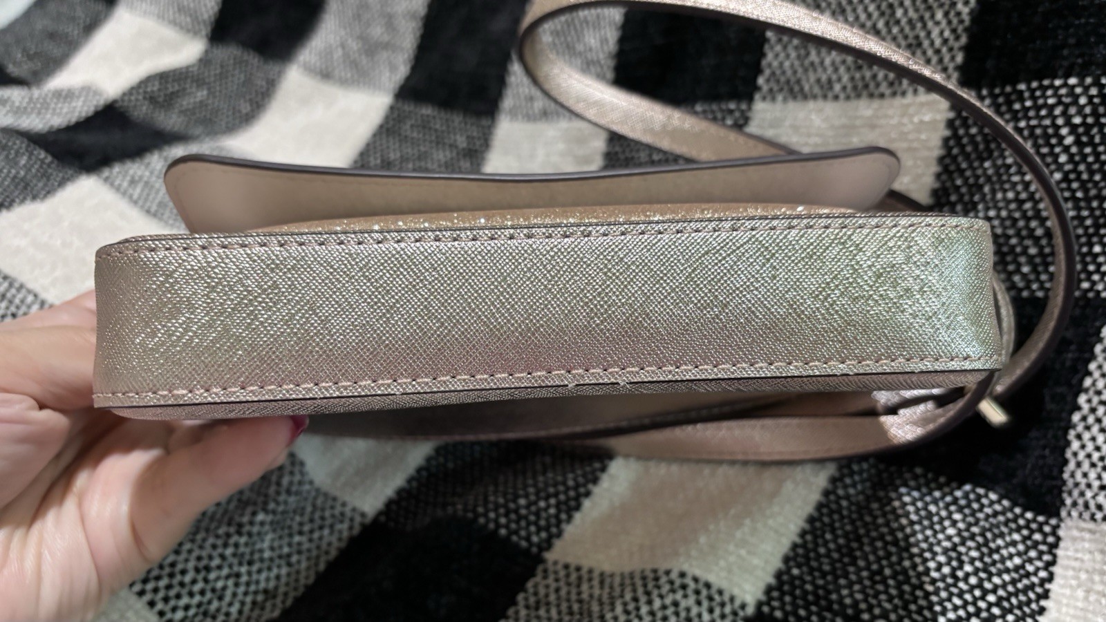 kate spade new york Gold Metallic Glitter Small Crossbody Bag, Strap, Coin Purse