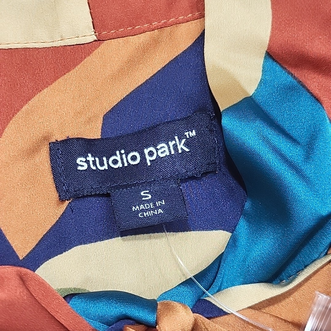 Studio Park x Leah Williams Tie Neck Printed Blouse Top Small Size Tee Shirt