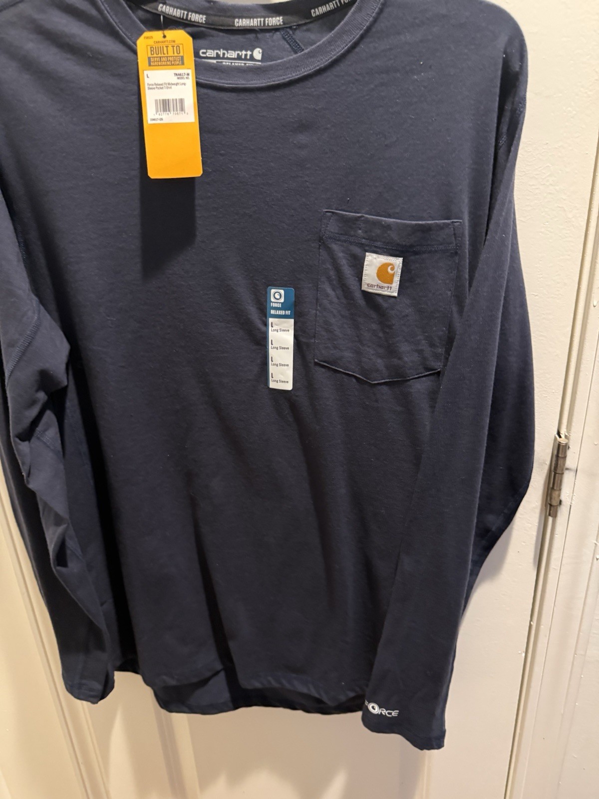 Carhartt Force Relaxed Fit Midweight Crew Neck Long Sleeve Pocket Tee L