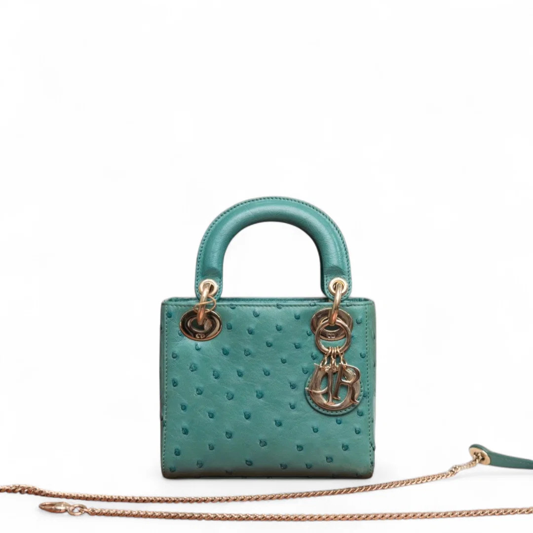 Dior Mini Lady Dior Turquoise Ostrich (zz071426e3r)