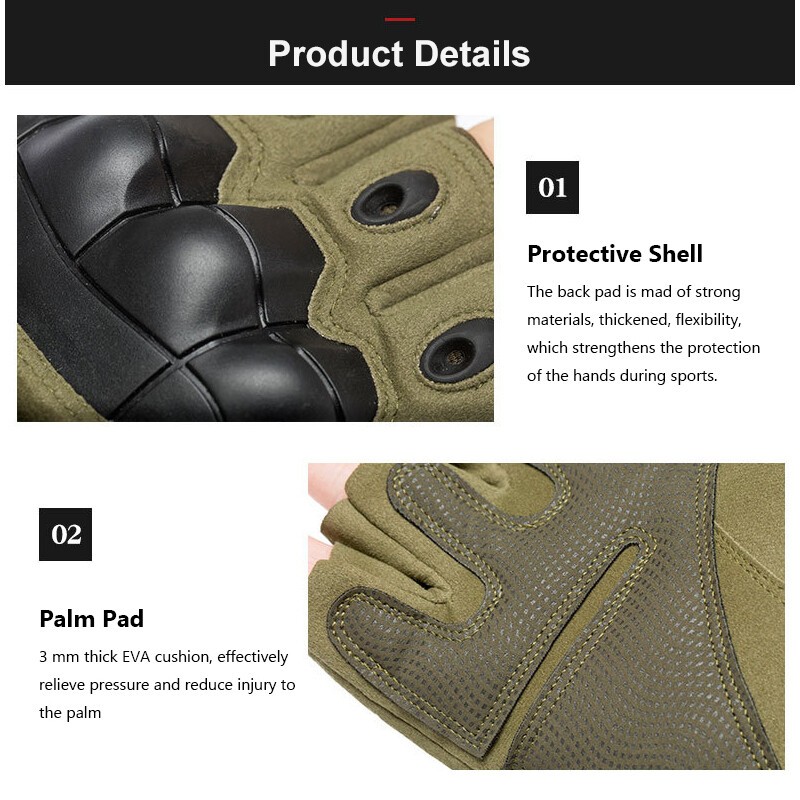 Fingerless Tactical Half-Finger Gloves for Motorcycle Driving Cycling Outdoor