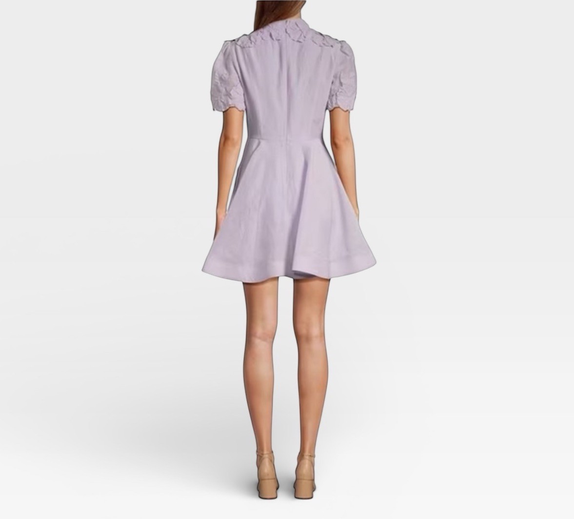 Antonio Melani Size 2 Iris Linen Floral Appliqué Mockneck Minidress Lavender NWT