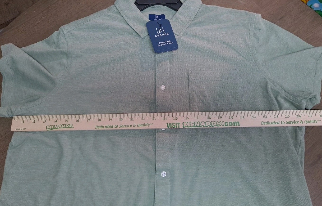 NWT Mens GEORGE Knit Button Down Collared Shirt Size 2XL 50-52 Faded Spruce