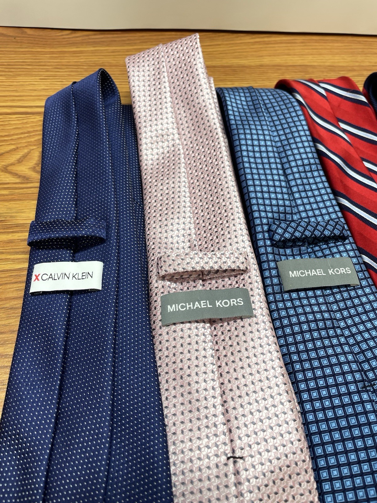 Michael Kors Calvin Klein Tommy Hilfiger Tie Lot 6 Blue Pink Red Striped Classic