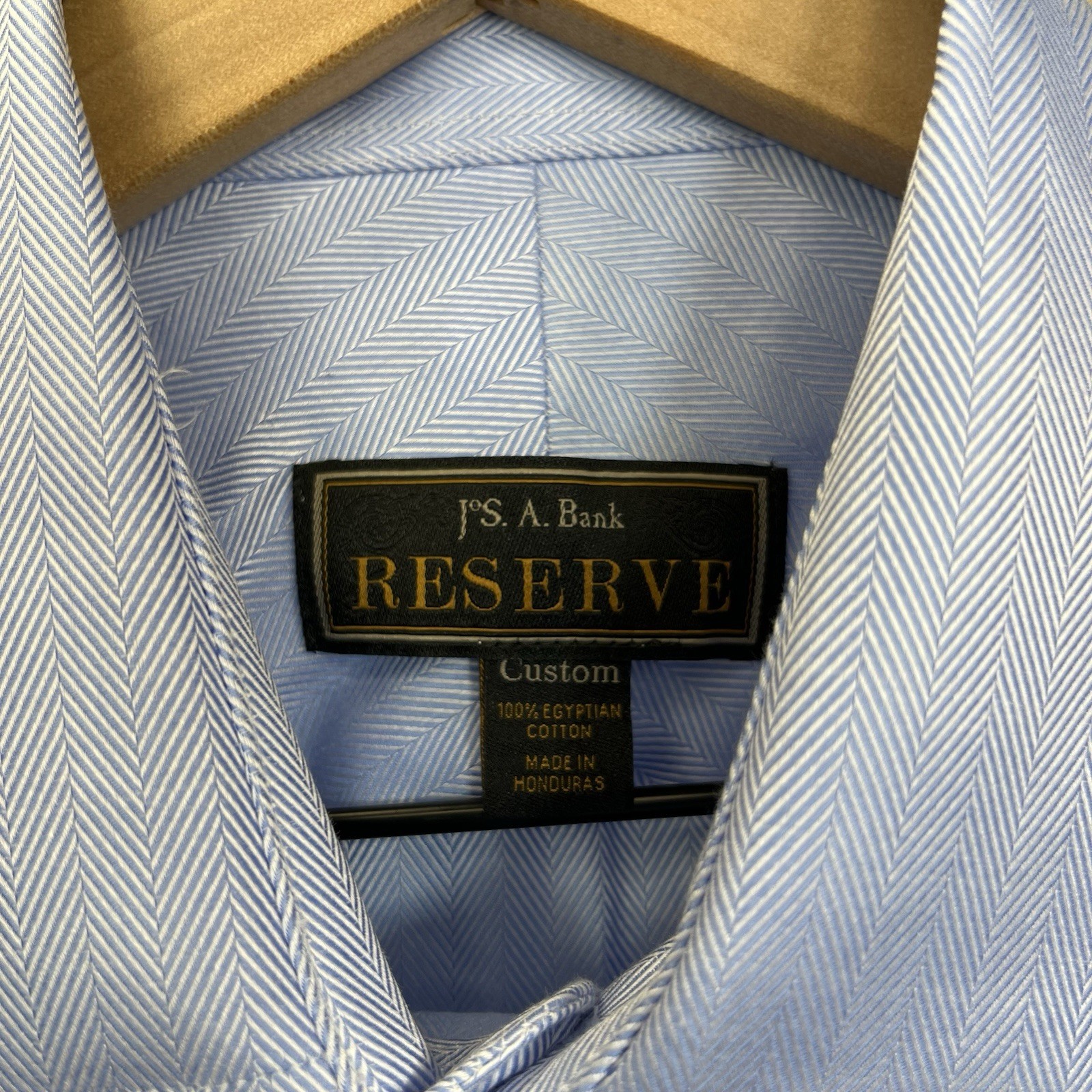 Jos. A. Bank Reserve Dress Shirt Mens 16 33 Blue Herringbone Egyptian Cotton NEW