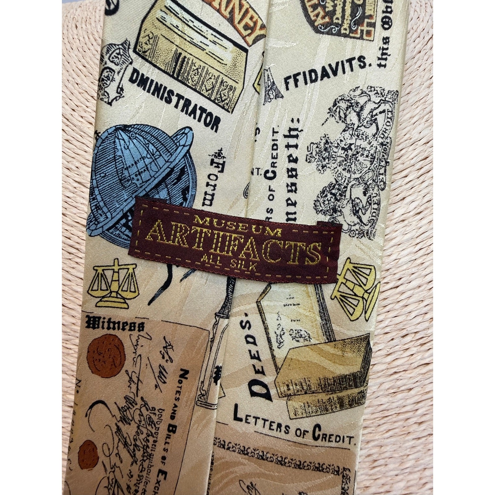 Lot 4 Vintage Museum Artifacts All Silk Ties 1980s Patriotic Legal Coins Roman