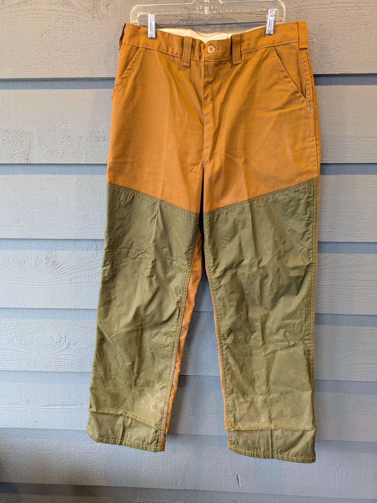 Vintage SafTbak Pants Mens 36×32 Brown Green Canvas Nylon Hunting Double Knees