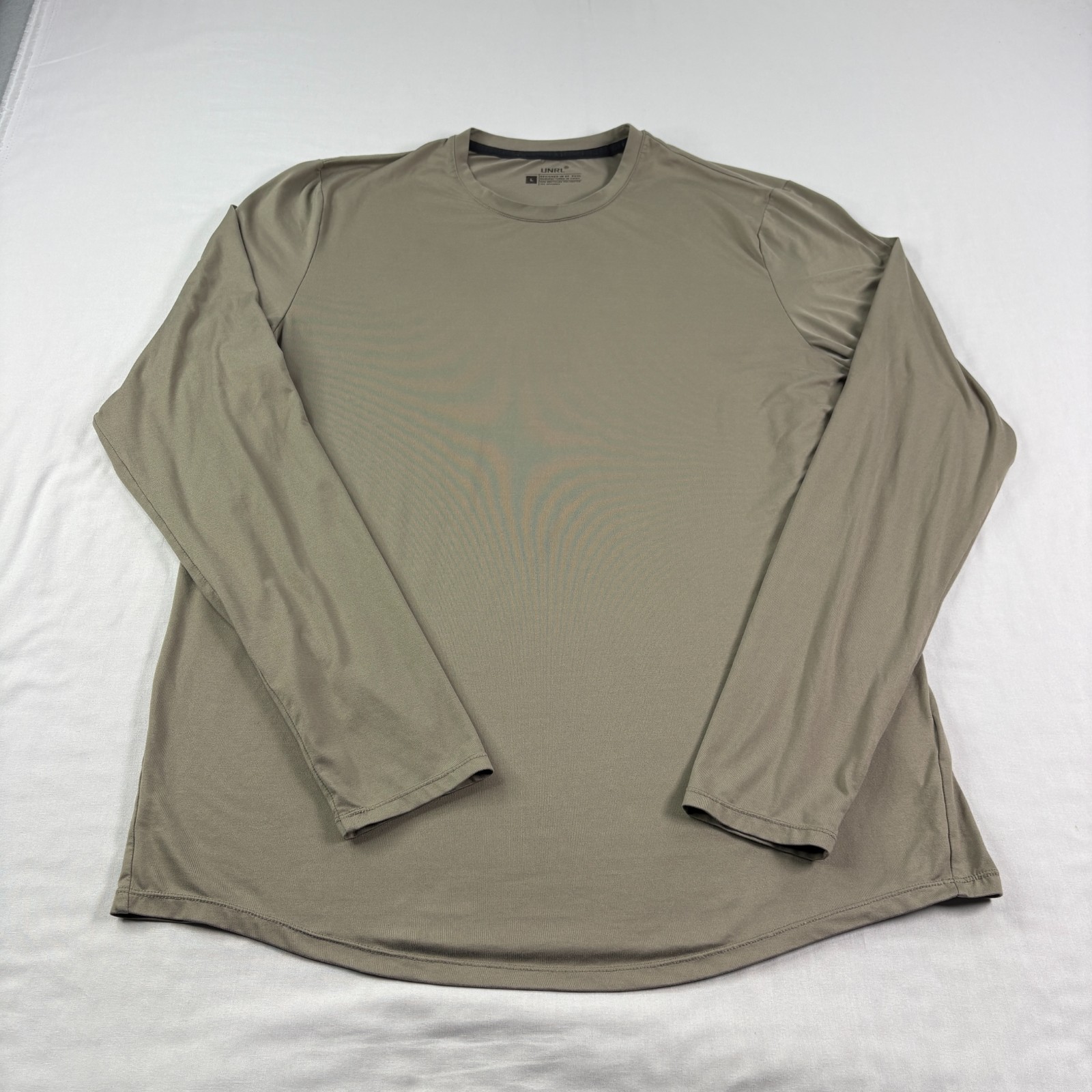 UNRL Golf Shirt Mens Large Brown Long Sleeve Crew Neck Performance Stretch
